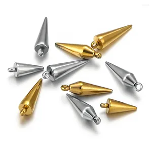 Charms 10pcs Stainless Steel Gold-plated Cone Pendants For DIY Earrings Necklace Craft Parts Jewelry Making Supplies Wholesale