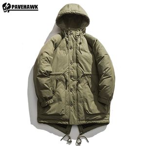 Erkekler Down Parkas Kış Erkek Midongh Parka Hooded Sıradan Kargo Rüzgar Geçirmez Ceket Kalın Sıcak Peddedcotton Fermuar Paltosu Gevşek Soğuk Gözden Çıkar 231017