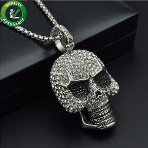 Iced Out Chains Pendant Designer Necklace Hip Hop Jewelry Mens Diamond Skeleton Skull Pendants Titanium Stainless Steel Bling Punk1887