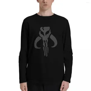 Herrpolos Svart: Boba Skull Long Sleeve T-shirts Heavyweight T Shirts Boys Quick-Torking T-shirt Mens Vintage