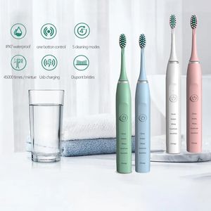 Toothbrush Sonic Electric for Adults Ultrasonic Automatic Vibrator Whitening IPX7 Waterproof 8 Brush Heads Teeth Clean Cleaning 231017