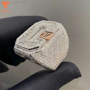 Lifeng jóias personalizado clássico hip hop moissanite anel carta gravar luxo masculino anel gelado para fora luxo bling anel