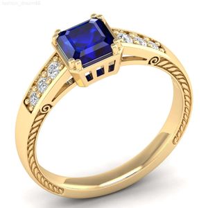 Großhandel Fabrikpreis Zertifizierter natürlicher blauer Saphir-Gold-Moissanit-Ring Gold Bestseller-Klassiker-Design-Moissanit-Ring