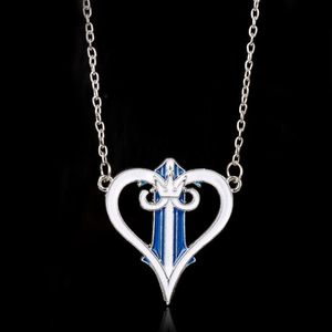 Dongsheng japonês anime azul reino corações coroa colares pingentes metal esmalte coração dos desenhos animados encantos colar Gift-30273v