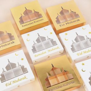 Opakowanie prezentów 5pcs Ramadan Mubarak Candy Cake Box Bag Chocolate Gift Opakowanie Pakiety Eid Mubarak Decorations Islam Muzułmańskie zapasy 231017