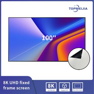 Sala de estar de home theater de 100 polegadas 4K 3D HD TV com tela de projeção de projetor de estrutura fixa de alumínio fino