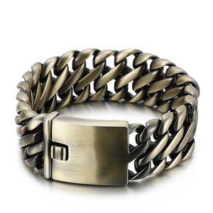 Grande moda uomo motociclista frusta catena braccialetto in bronzo braccialetto in acciaio inossidabile collegamento 23mm 8 66 pollici pesante 147g peso287S