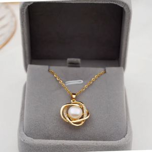 Pendant Necklaces Natural Pearl 18 K Rose Gold Fashion Necklace Jewelry Nacklaces for Women Fine Gift 231017