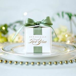 Envoltura de regalo Favores de boda personalizados Caja de regalo con cinta Cajas de dulces para bautizo Baby Shower Evento de cumpleaños Suministros para fiestas 231017