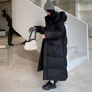 Damen Daunenparka Winter Oversize Langer Schneeparka Mit Kapuze Baumwolle Gefütterte Pufferjacke Mantel Frauen Über Knie Dicke Warme Windjacke Outwear 231017