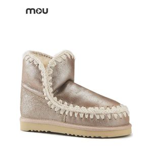 Sapatos de aumento de altura Mou Winter Eskimo 18 Série Clássica Lã de pele de carneiro Integrada Botas de neve casuais quentes