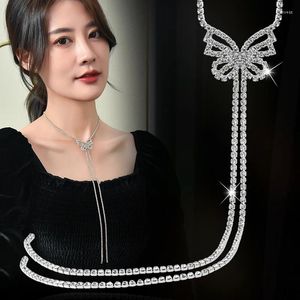 Girocollo coreano moda cristallo strass collane a farfalla per le donne delicato lungo nappa ciondolo gioielli regalo di nozze