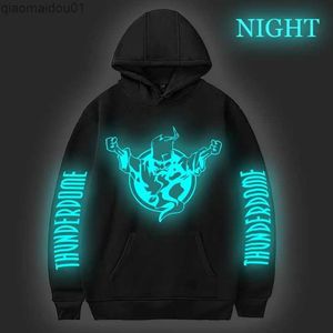 Moletom com capuz masculino / feminino Thunderdome Luminous Hoodie Hardcore Wizard Impresso Moletons Adolescentes Tops Casuais Hip Hop Streetwear Roupas MasculinoL231017