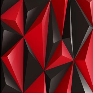 Anpassade 3D -bakgrundsbilder 3D Röd och svart geometriska bakgrundsbilder Bakgrund Vägg 3D -väggmålningar för vardagsrum