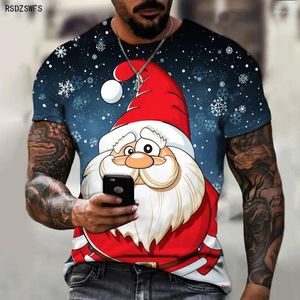 Homens camisetas Marca T-shirt Natal 3D Impressão Santa Claus Tree Snowman Street Fashion Cool Top O-pescoço Design