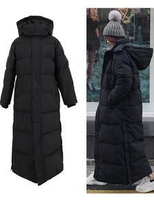 Womens Down Parkas Parka Super Long Jacket Female inverno per il ginocchio con spesso cappotto nero nel 231017