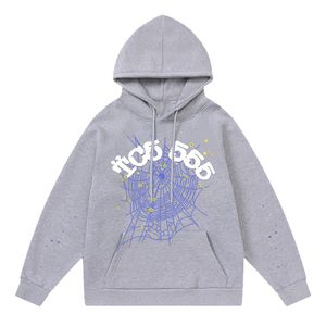 Mens Designer Hoodie 555555 Blue Spider Printing Hoodie Women Cotton Hoodie Foam Print Spider Web Cotton Autumn Winter Weastproof High Street Hoodie S-3XL