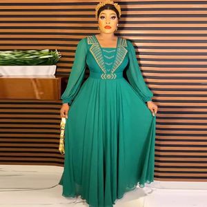 Ethnic Clothing MD Dubai African Chiffon Dresses For Women Wedding Party Long Sleeve Robe Muslim Kaftan Abaya Plus Size Boubou Evening Gown