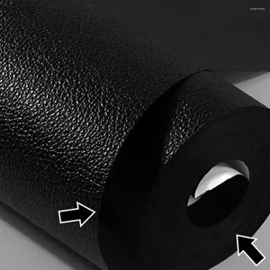 Обои черные обои из искусственной кожи матовый шелковый узор 3D однотонные водонепроницаемые обои из ПВХ Декор для гостиной и спальни