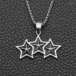 Collane con ciondolo Stelle Catena Girocollo Collana in acciaio inossidabile Collare alla moda Pentagramma Gioielli Femme Bijoux