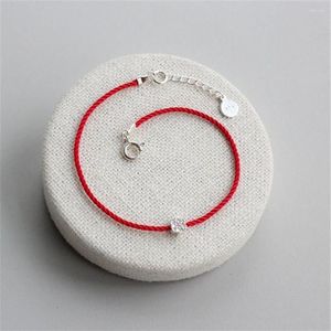 Braccialetti con ciondoli Bracciale in argento sterling 925 Fiore di prugna Coppia donna Linea rossa Filo Stringa Corda Gioielli Redline For2228