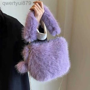 Totes Cross Body Autumn Winter Fur Chain 2023 Luxury Plush Bucket Tote Purse Fashion Top-Handle Bag Furry Handbagqwertyui879