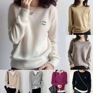 Camiseta para mujer Diseñador Suéteres Loewees Suéter Sudadera de punto Cuello redondo Manga larga Cardigan Sudadera con capucha Letra bordado Ropa Casual Otoño e invierno Tops S