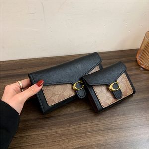 wholesale ladies shoulder bags 2 colors daily Joker contrast leather long wallet multi-card folding fashion card elegant atmosphere geometric printing purse 8802#