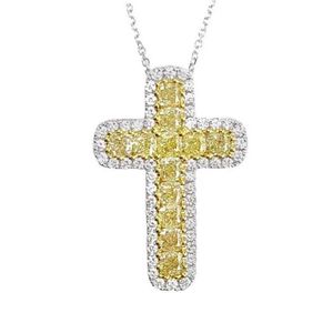 Hip Hop Vintage Fashion Jewelry 925 Sterling Silver Cz Diamond Yellow Crystal Gemstones Party Women Wedding Cross Pendant clavicle296c