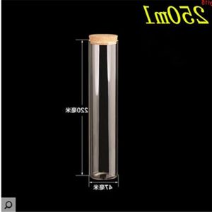 47*220mm 250ml Glass Bottles Vials Jars Test Tube With Cork Stopper Empty Transparent Clear 2pcs/lotgood qty Irsrj