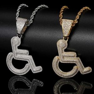 Pendant Necklaces Hip Hop Jewelry Wheelchair Personality Copper Zircon High Quality Pendant Necklace Men's Gift 231016