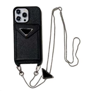 Modedesigner Telefonfodral för iPhone 15 15Pro 14 14Pro 13 13Pro 12 12Pro Max Leather Handväska Fodral Lyxskydd Telefonskydd med Lanyard