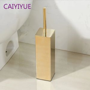 Toilet Brushes Holders Gold Creativer Free Stand Polish Toilet Brush Holder Set Toilet Bowl Brush Stainless Steel Brushed Gold Bathroom Accessories 231013