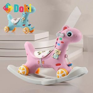 Gungstolar Doki Toy Baby Ride On Toys Unicorn Rocking Horse Baby Rocking Stol Multifunktionell baby lekleksaker baby walker inomhus mode 231017