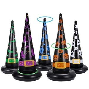 Halloween Toys 5st Halloween Game Uppblåsbar Witch Hat Ring Toss Pumpkin Ghost Bat Throwing Hoop Toys Kids Gift Halloween Decoration Outdoor 231016