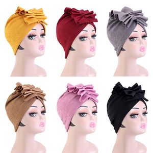 New Women Vintage Flower Twist Turban Hair Loss Bonnet Muslim Hat Chemo Cap Hijabs Headscarf Bandana Headband Indian Hat Beanie