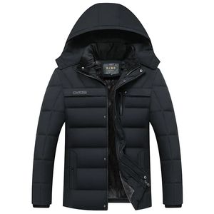 Homens para baixo parkas moda velo com capuz casaco de inverno masculino grosso quente jaqueta à prova de vento presente para pai marido parka 231016