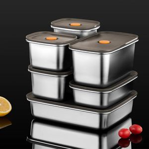 Bento Boxes 304 stainless steel fresh-keeping box refrigerator Vacuum food Fruit storage Containers freezer sealed Leakproof bento lunch box 231013