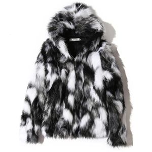 Pelle da uomo in ecopelle invernale calda più pile in pelliccia sintetica pelliccia casual giacca con cappuccio da uomo spessa boutique alla moda cappotti slim da uomo taglia S-5XL 231016