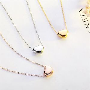 Collane con ciondolo RE Moda Semplice Collana a cuore Donna Oro rosa Argento Colore Catena Girocollo Gioielli in acciaio inossidabile Regalo di compleanno270J