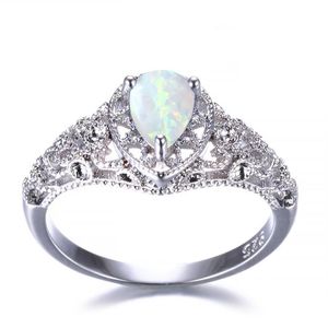 5 Stück Luckyshine S925 Sterling Silber Damen Opal Ringe Blau Weiß Natürlicher Mystischer Regenbogentopas Hochzeit Verlobungsringe #7-10228O