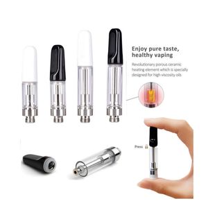 Top 1 cartuccia in ceramica da 0,5 ml da 1,0 ml VAPE vuota Pyrex Glass Cartuccia Sistema vaporizzatore Penna 510 Thead Atomizer Carretti a vaporizzatori E-sigaretta Kit in scatola personalizzata