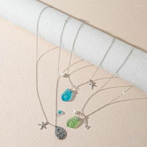 Hänge halsband mode ocean stil charm halsband klavikel kedja enkel tröja smycken färgglada havsglas