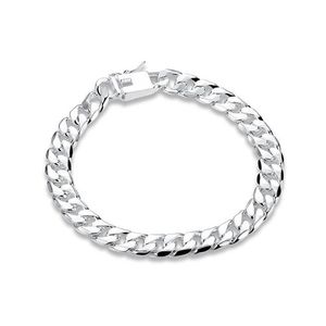 8MM side chain hand chain - male money sterling silver plated bracelet ; men and women 925 silver bracelet SPB227284a