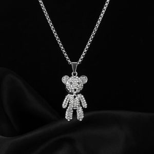 2021 New Full Diamond Bear Necklace Hip Hop Pendant for Men and Women Jewelry Gift238h