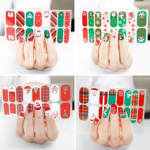1 set di 16 unghie Set di strumenti per manicure Patch per unghie Nail Art Decalcomania per smalto autoadesiva Decalcomanie per unghie Adesivi per unghie glitter Adesivi per unghie Glitter per Natale