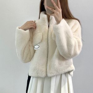 Women's Fur Faux Fur Designer Womens Autumn Winter Long Sleeve Faux Fur Coat f Rectangle Metal Double Short Jacket Szfp01169 Casual Fashion Street Leisure Coats