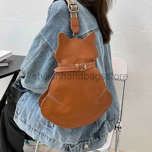 Axelväskor vintage ny väska katt axel casual crossbody väskor kvalitet läder handag handväska damer märke designer tyishhandbagsstore