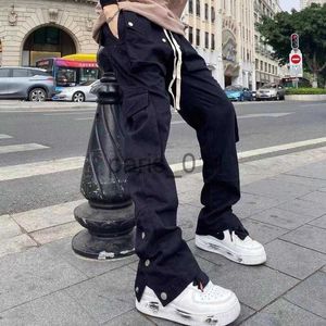 Calças masculinas calças masculinas emo harajuku homens preto streetwear fada grunge vintage carga gótico cintura baixa calças alt sweatpants baggy roupas femininas x1017