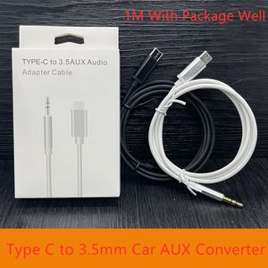 Cabo adaptador universal 1M tipo C USB para 3,5 mm AUX Audio Jack com caixa de varejo para Samsung Galaxy Huawei / Xiaomi Android Phone